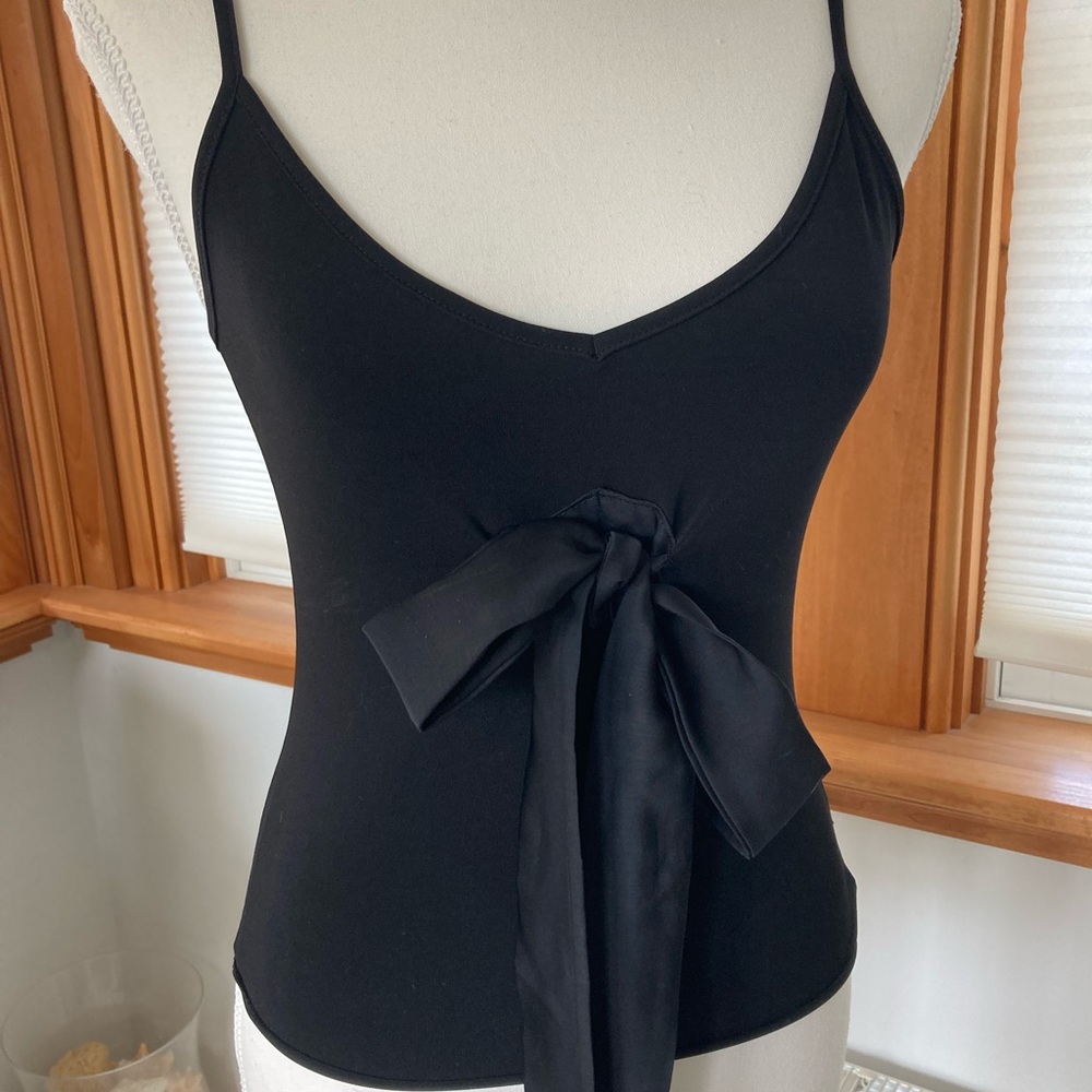 Axara black tank top with bow. New